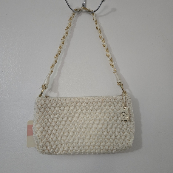 Lina Cream Crocheted Shoulder Bag Gold Chain Strap NWT - Picture 10 of 12
